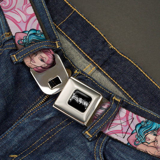 SEXY INK GIRLS Full Color Black White Seatbelt Belt - No Glove, No Love Webbing