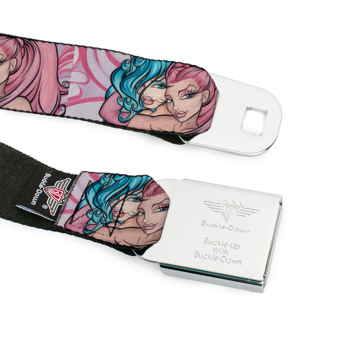 SEXY INK GIRLS Full Color Black White Seatbelt Belt - No Glove, No Love Webbing