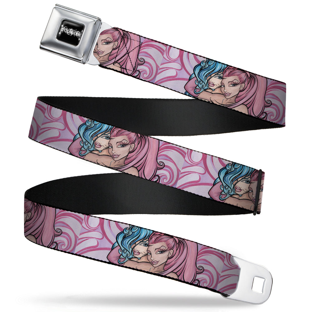 SEXY INK GIRLS Full Color Black White Seatbelt Belt - No Glove, No Love Webbing