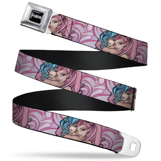 SEXY INK GIRLS Full Color Black White Seatbelt Belt - No Glove, No Love Webbing