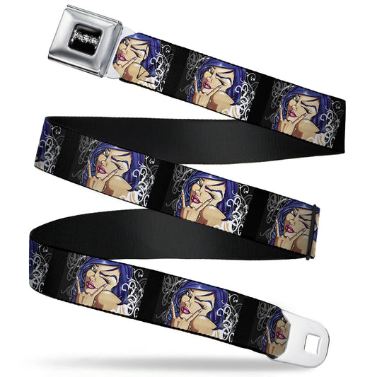 SEXY INK GIRLS Full Color Black White Seatbelt Belt - Rock & Roll Ink Webbing