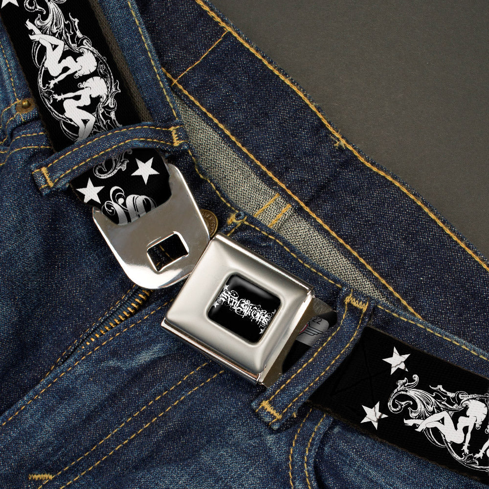 SEXY INK GIRLS Full Color Black White Seatbelt Belt - Sexy Bitch Webbing