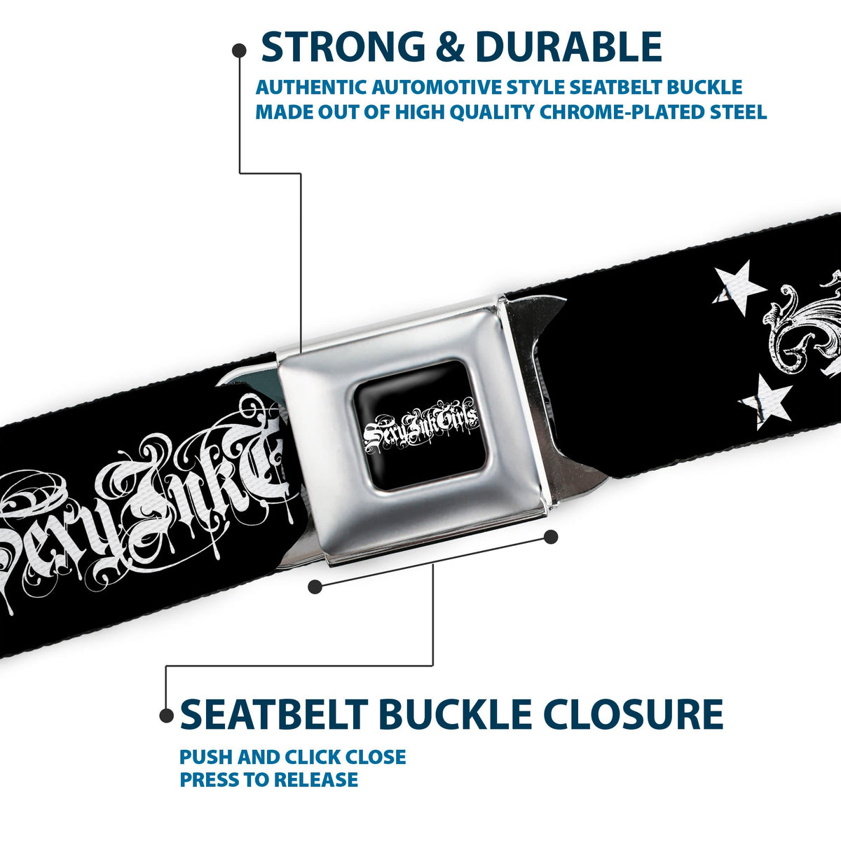 SEXY INK GIRLS Full Color Black White Seatbelt Belt - Sexy Bitch Webbing