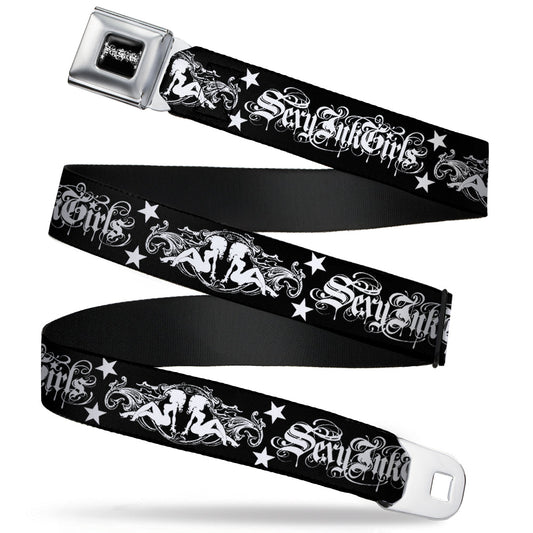 SEXY INK GIRLS Full Color Black White Seatbelt Belt - Sexy Bitch Webbing
