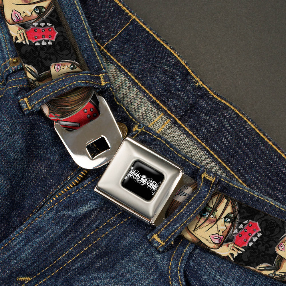 SEXY INK GIRLS Full Color Black White Seatbelt Belt - Jordan Webbing