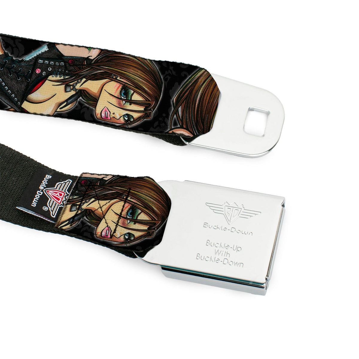 SEXY INK GIRLS Full Color Black White Seatbelt Belt - Jordan Webbing