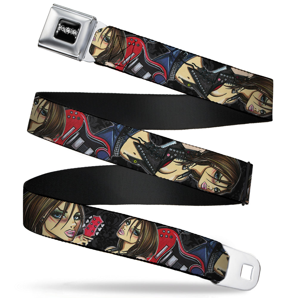 SEXY INK GIRLS Full Color Black White Seatbelt Belt - Jordan Webbing