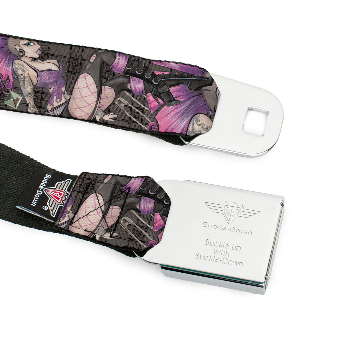 SEXY INK GIRLS Full Color Black White Seatbelt Belt - Pretty in Punk Webbing