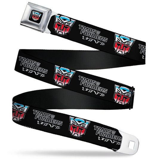 Transformers Autobots Icon Full Color Black/Blues/Red/White Seatbelt Belt - TRANSFORMERS Autobots Cybertronian Icon Black/Blues/Red/White Webbing