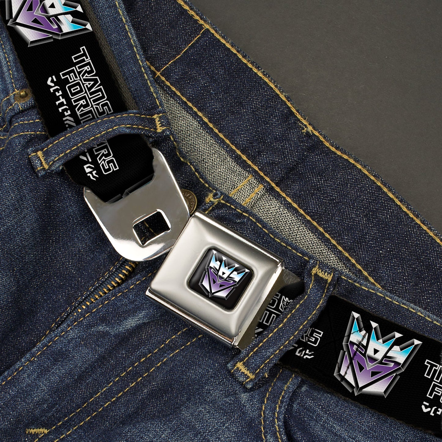 Transformers Decepticons Icon Full Color Black/Grays/Purples Seatbelt Belt - TRANSFORMERS Decepticons Cybertronian Icon Black/Grays/Purples Webbing