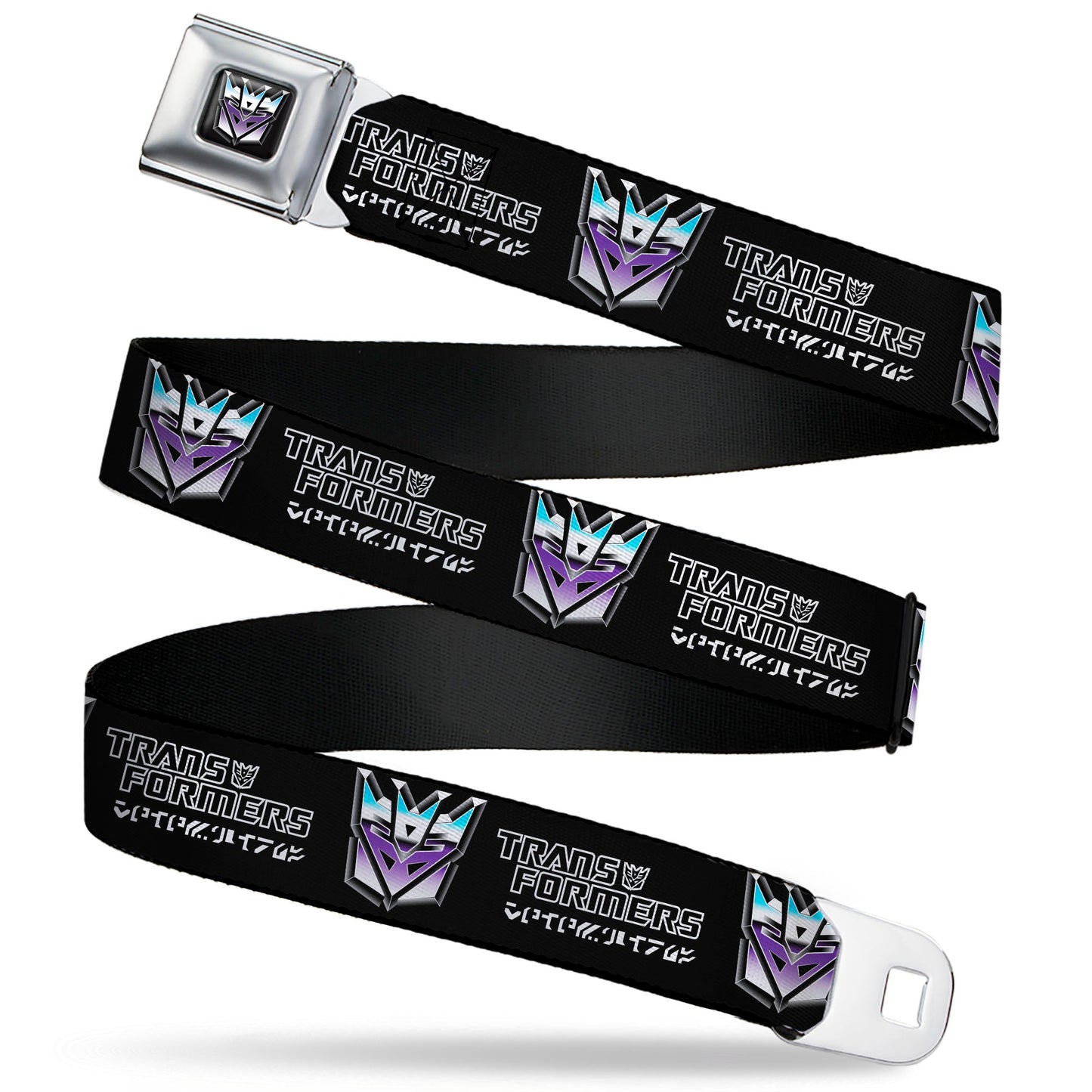 Transformers Decepticons Icon Full Color Black/Grays/Purples Seatbelt Belt - TRANSFORMERS Decepticons Cybertronian Icon Black/Grays/Purples Webbing