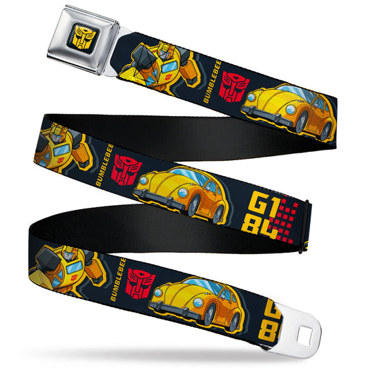 Transformers Autobots Icon Full Color Black/Yellow Seatbelt Belt - Transformers Generations BUMBLEBEE  G1 84 Poses Autobot Icon Black/Yellows/Red Webbing
