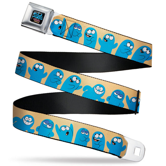 FOSTER'S HOME FOR IMAGINARY FRIENDS Title Logo Black/Multi Color Seatbelt Belt - Foster's Home for Imaginary Friends Bloo Expressions Beige Webbing