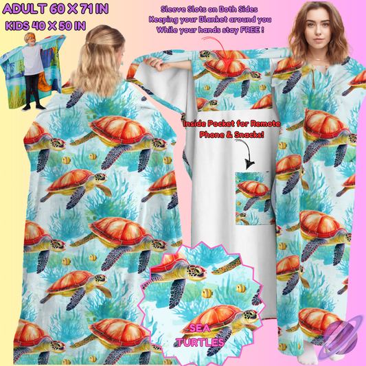 WEARABLE THROW RUN-SEA TURTLES-PREORDER CLOSING 8/31-  ETA LATE NOV./EARLY DEC.