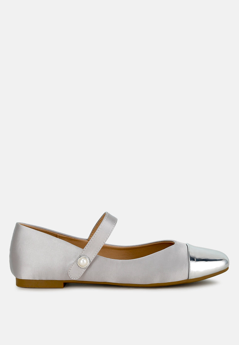Albi Patent Toe Cap Satin Mary Jane