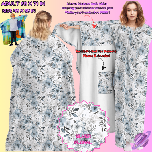 WEARABLE THROW RUN-SILVER FLORAL-PREORDER CLOSING 8/31-  ETA LATE NOV./EARLY DEC.