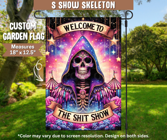 S Show Skeleton Garden Flag