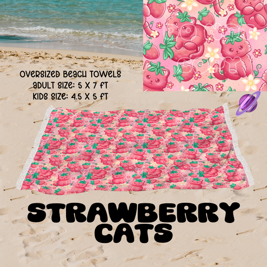 Strawberry Cats-OVERSIZED BEACH TOWEL 6-PREORDER CLOSING 3/20
