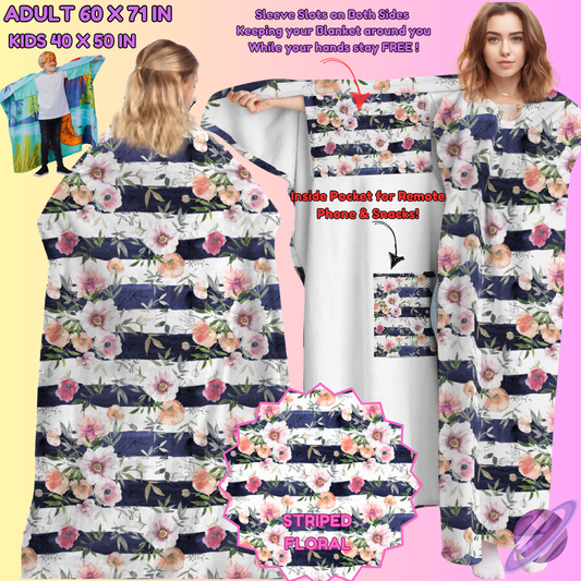 WEARABLE THROW RUN-STRIPED FLORAL-PREORDER CLOSING 8/31-  ETA LATE NOV./EARLY DEC.