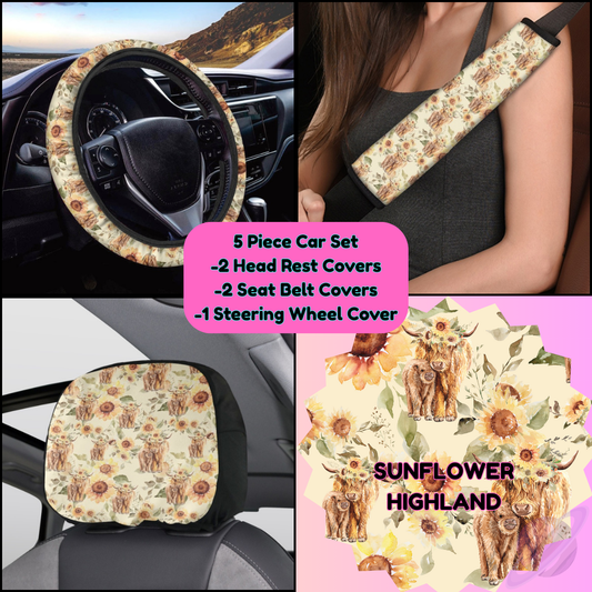 5 PIECE CAR SET-SUNFLOWER HIGHLAND-PREORDER CLOSING 9/5