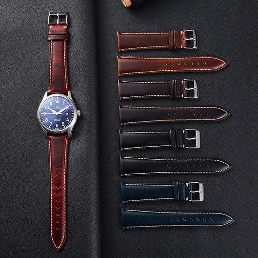 Polar Leather Watch Strap Vintage Oil Wax Cowhide With Pin Buckle, Unisex