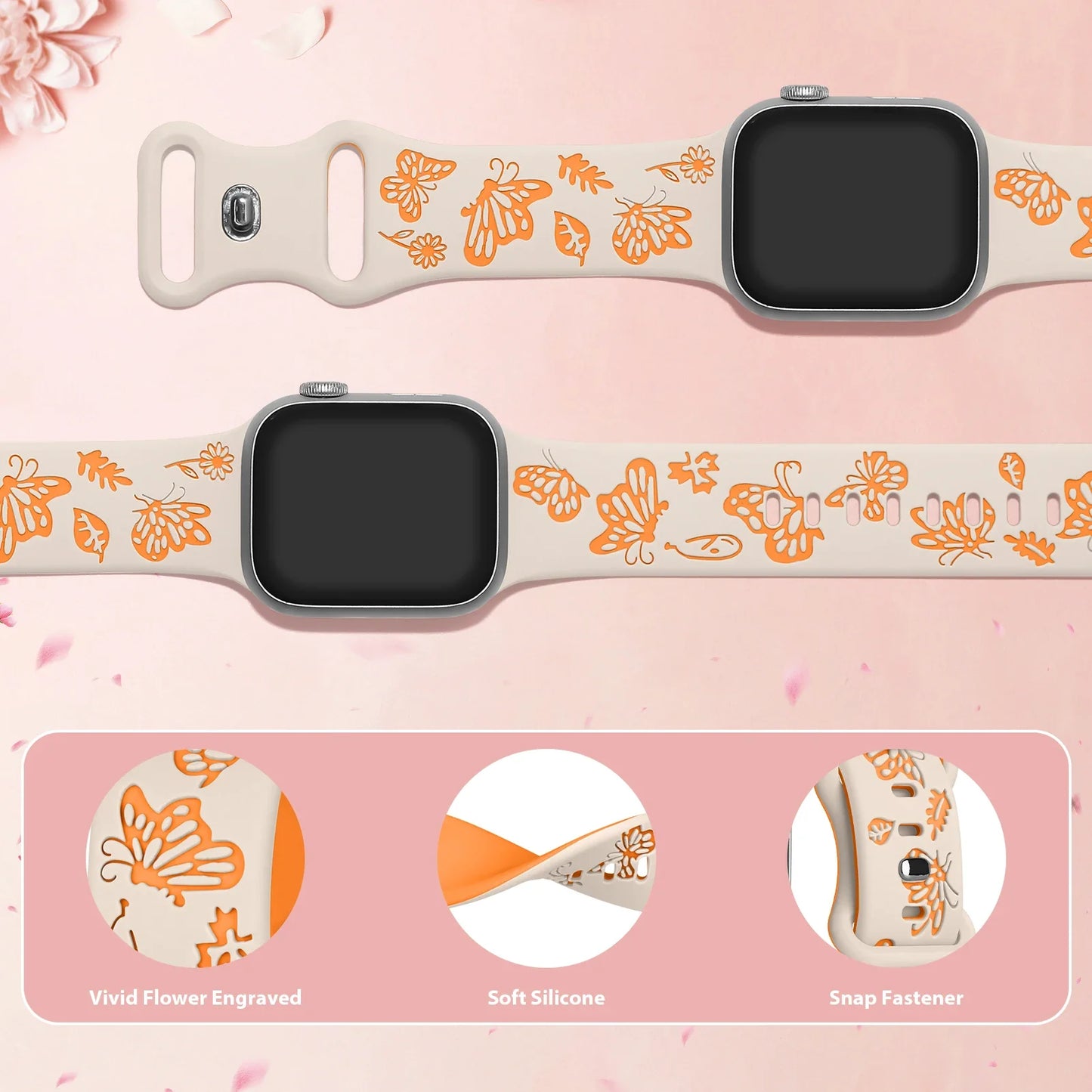 Apple Watch Engraved Silicone Strap - Comfortable Waterproof Band