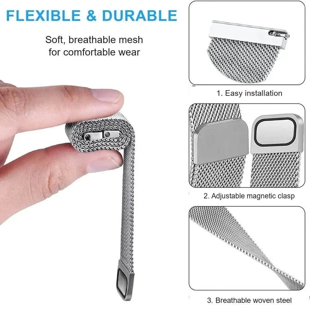 Garmin Milanese Smartwatch Band - Magnetic Metal Strap