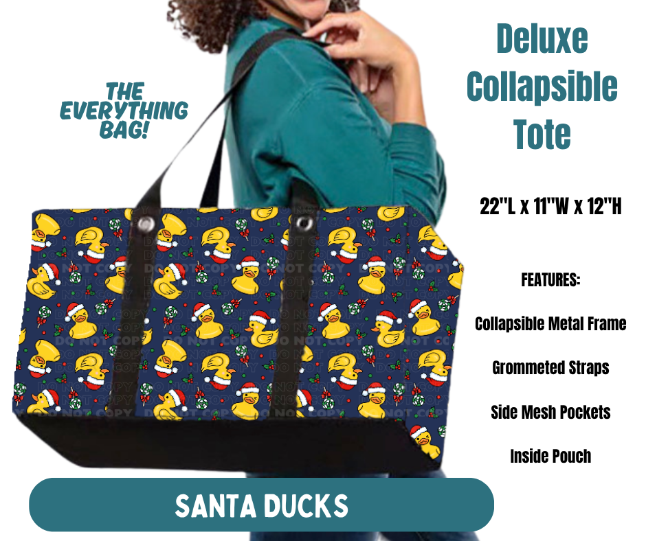 Preorder! Closes 8/13. ETA Nov. Santa Ducks Collapsible Tote