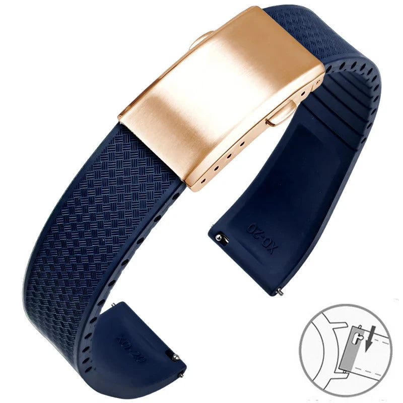 Samsung Galaxy Watch 7, 6, 5, 4 & FE FKM Rubber Band with Folding Clasp