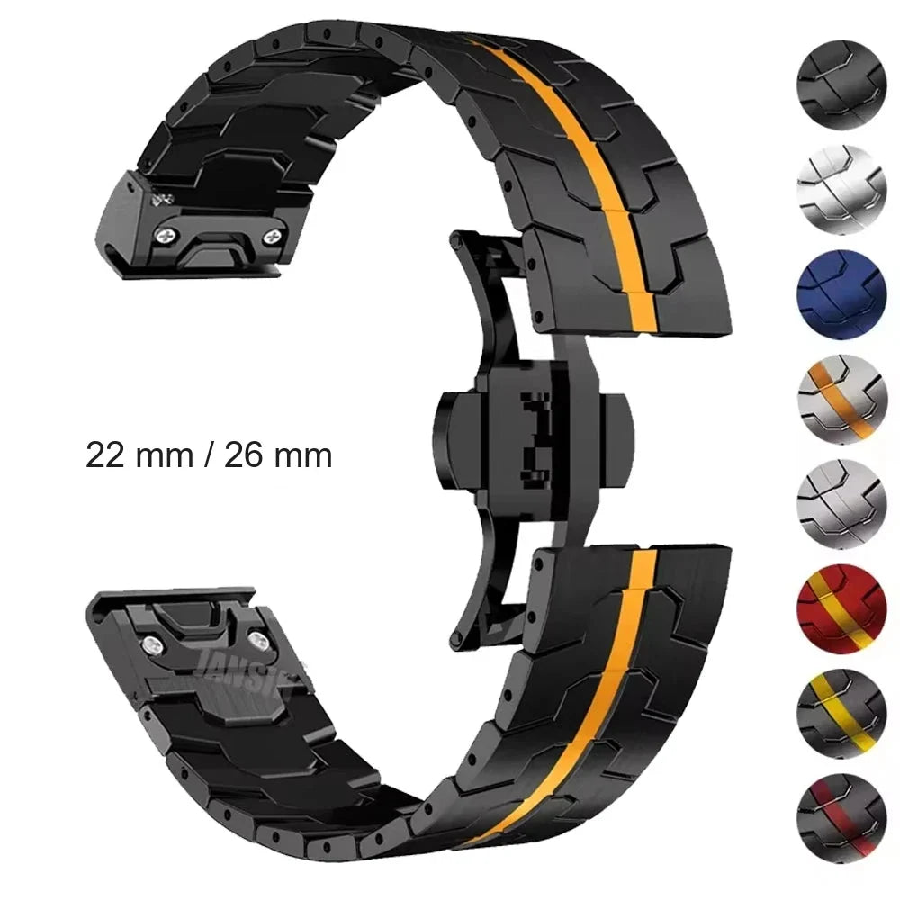 Garmin Stainless Steel Smartwatch Band - QuickFit Metal Bracelet