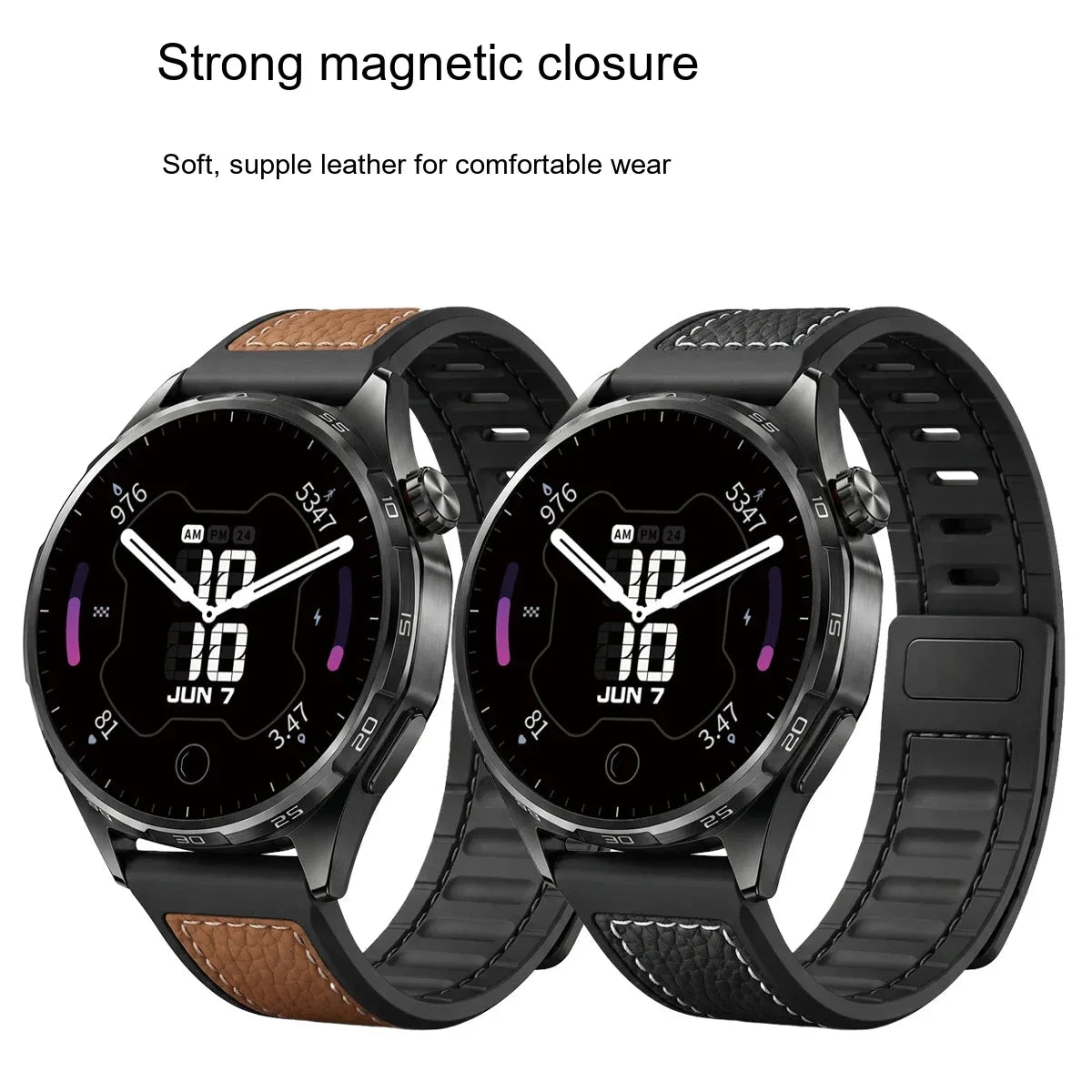 Google Pixel Watch 45mm Magnetic Litchi Leather Band