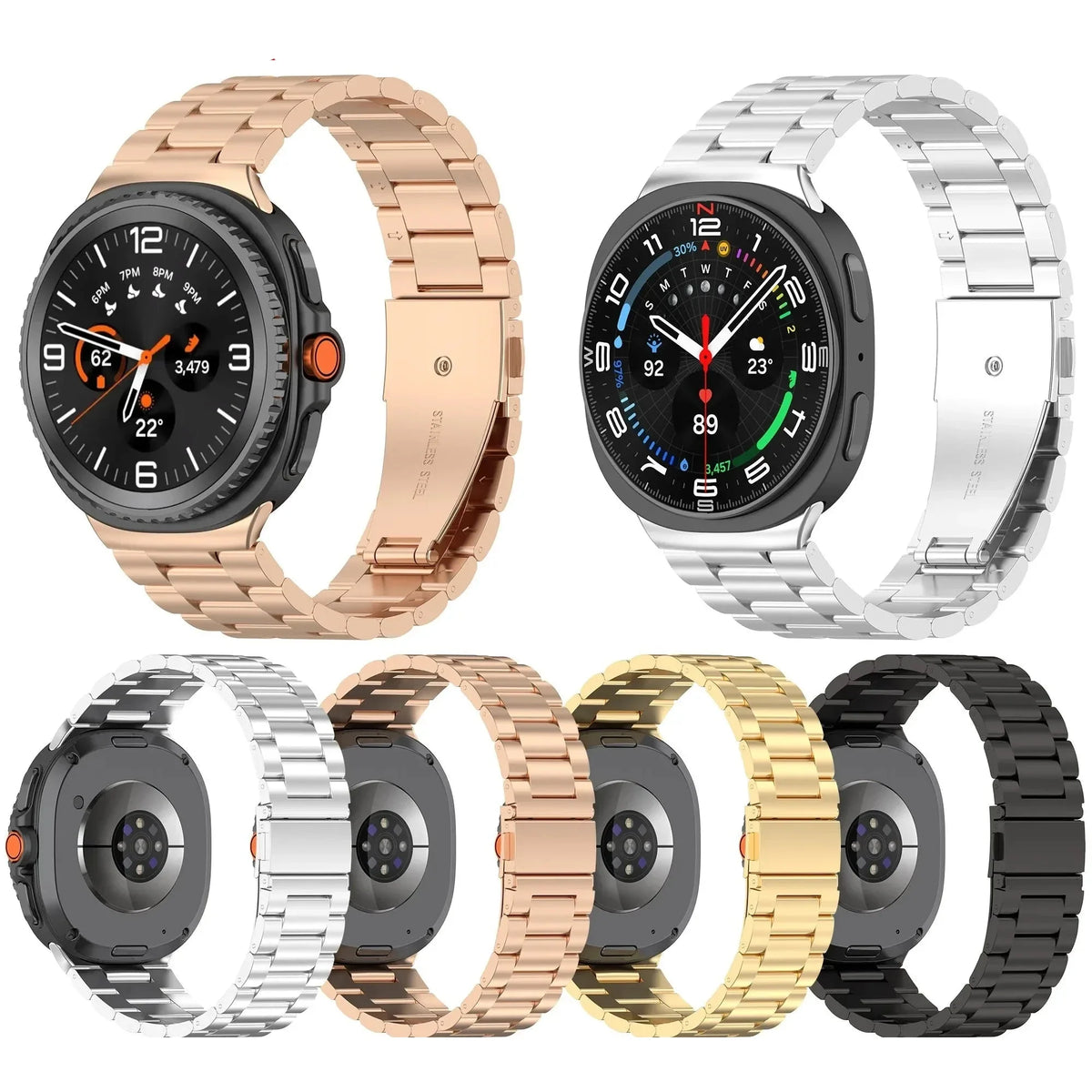 Samsung Galaxy Stainless Steel Link Watch Band - Watch8/Watch8 Classic/Watch9/Ultra/Ultra2