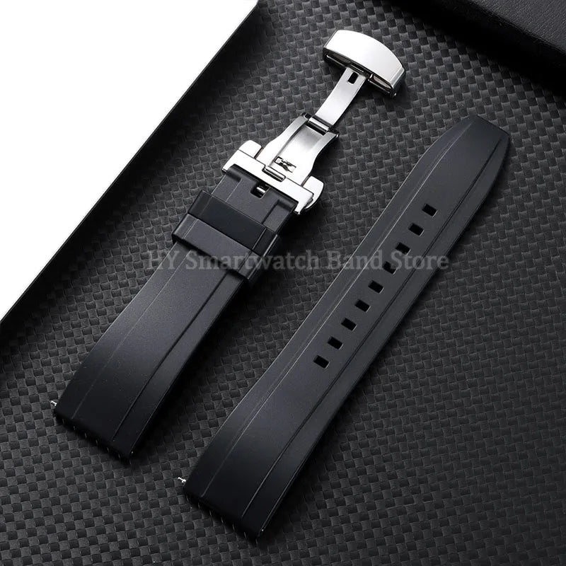 Samsung Galaxy Watch 7, 6, 5, 4 & FE Silicone Band with Butterfly Clasp