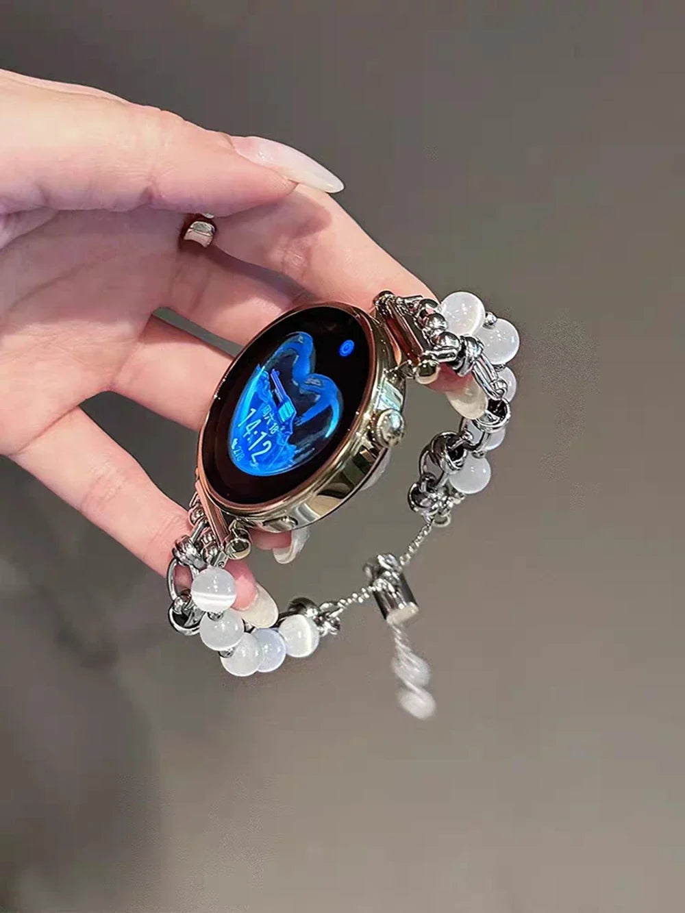 Samsung Galaxy Watch 7, 6, 5, 4 & FE Women's Pearl Chain Bracelet