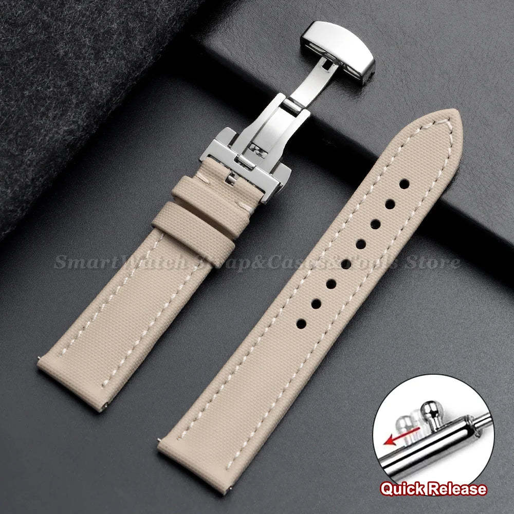 Samsung Galaxy Watch 7, 6, 5, 4 & FE Sailcloth Band with Butterfly Clasp