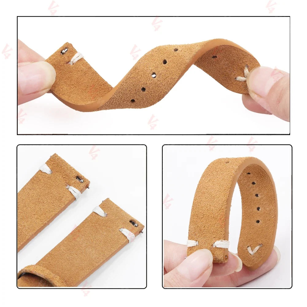 Samsung Galaxy Watch 7, 6, 5, 4 & FE Stitched Suede Band with Butterfly Clasp