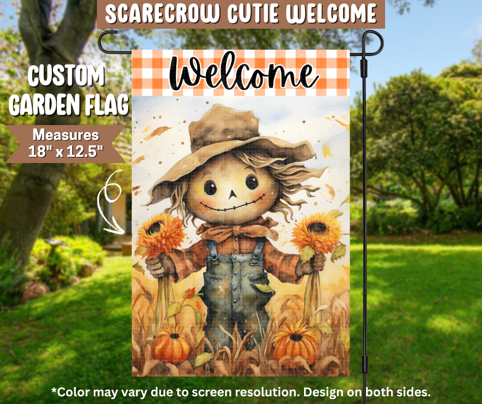 Scarecrow Cutie Welcome Garden Flag