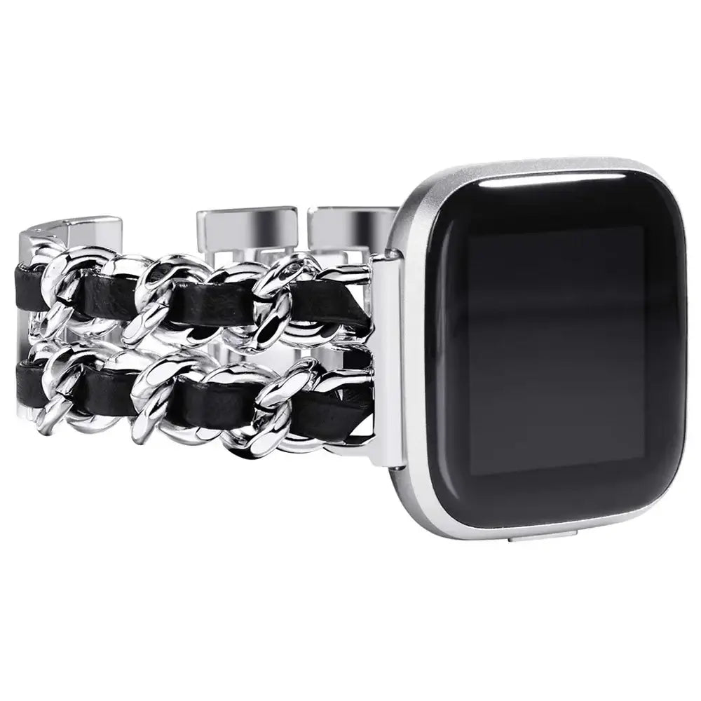 Fitbit Versa & Sense Leather Metal Band - Luxurious Design