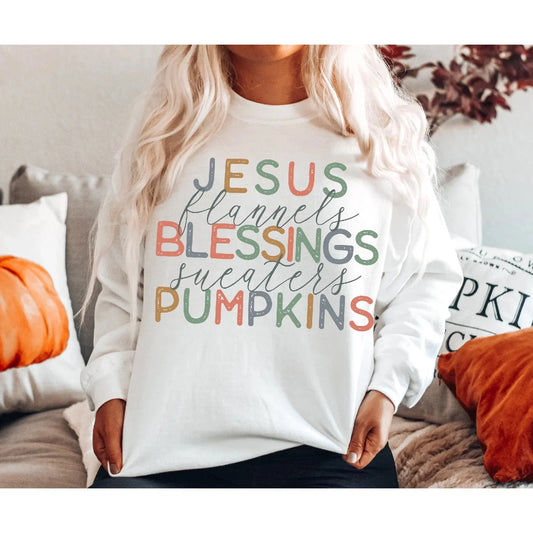 JESUS BLESSINGS AND PUMPKINS Sweatshirt