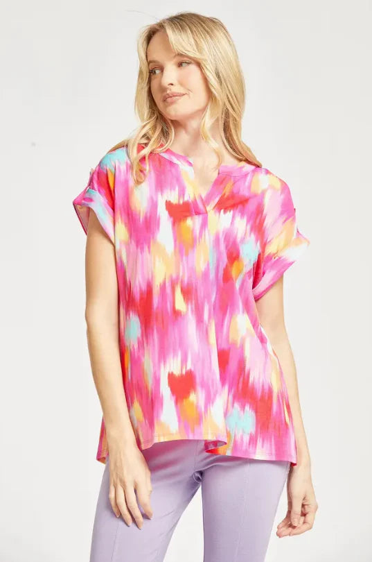 Lizzy Short Sleeve Top in Hot Pink (M)