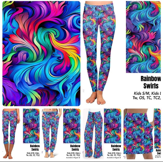 Rainbow Swirls leggings and capris with pockets