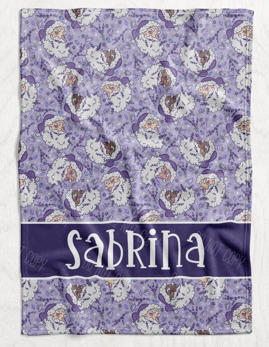 Custom Personalized Plush Minky Blanket - Lavender Santa Faux Quilt Style // 3 sizes