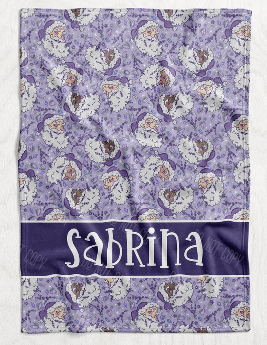 Custom Personalized Plush Minky Blanket - Lavender Santa Faux Quilt Style // 3 sizes