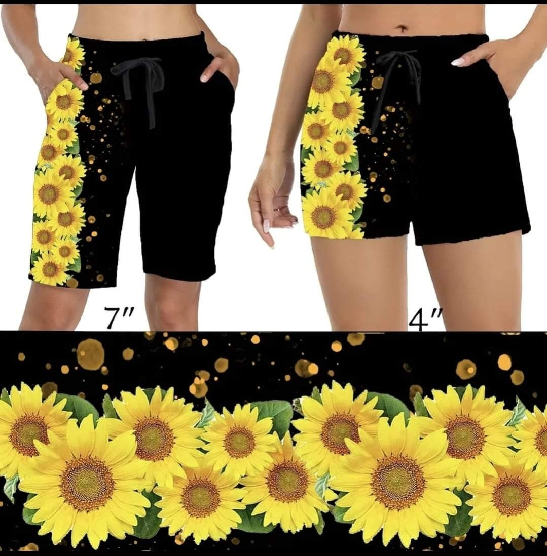 Sunflower Spree Leggings, Capris, Lounge Pants, Joggers, and Jogger Shorts
