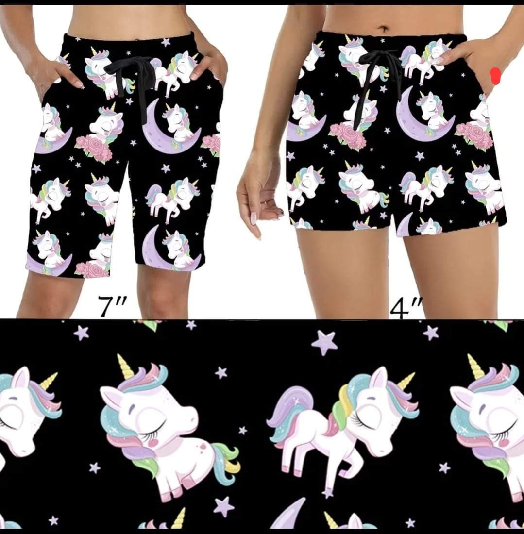 Unicorn Dreams leggings, capris, Jogger Shorts 4" & 7"
