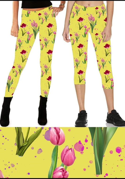 Tulips Leggings and capris with pockets