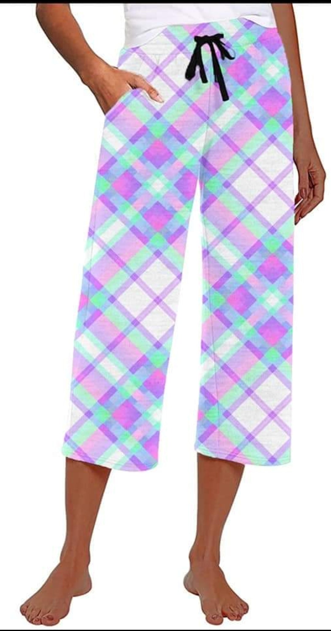 Summer Plaid #7 capris, leggings, loungers and shorts