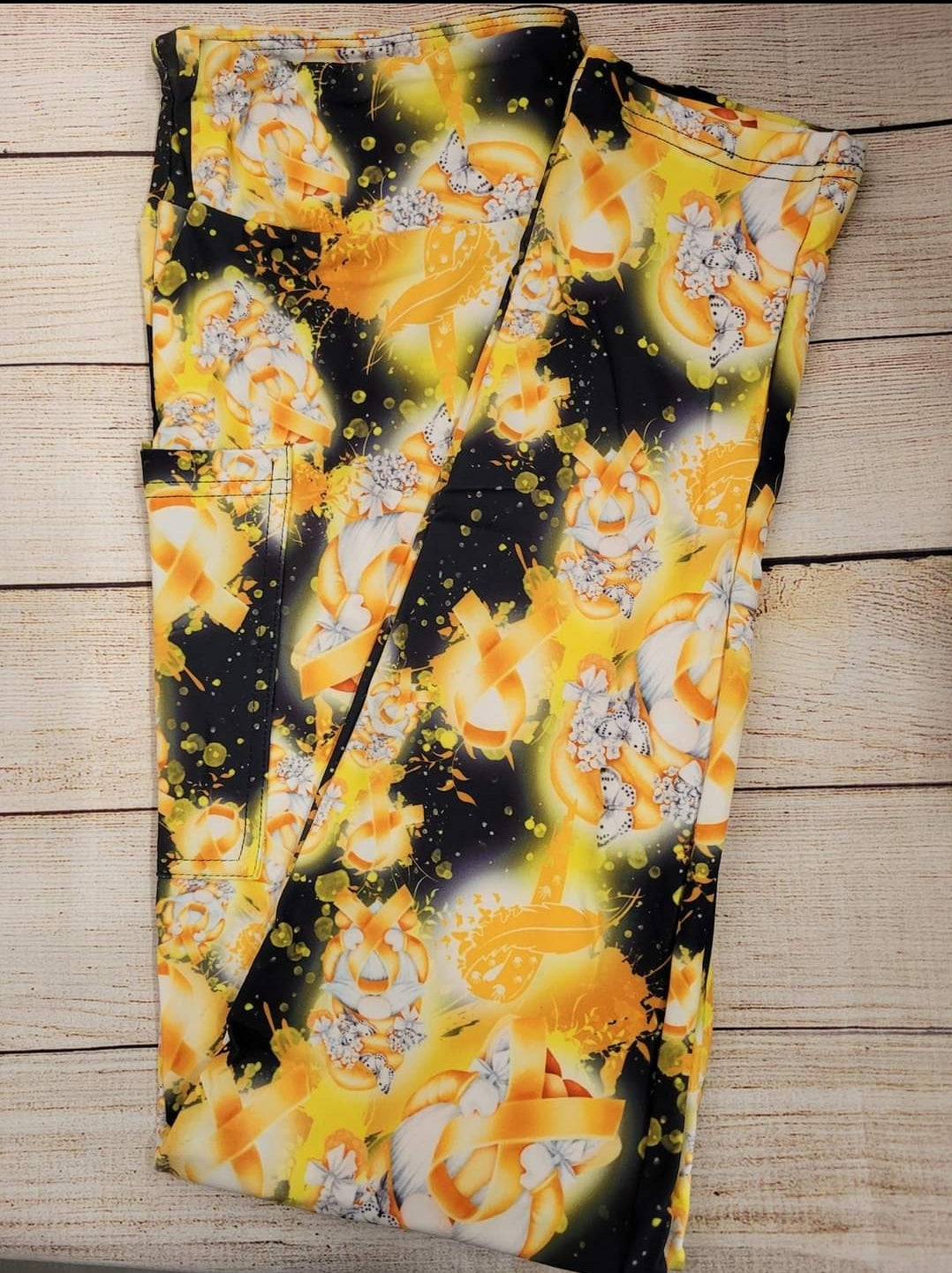 Yellow Cancer awareness Ribbon Leggings, Capris, Joggers, petite and regular Lounge