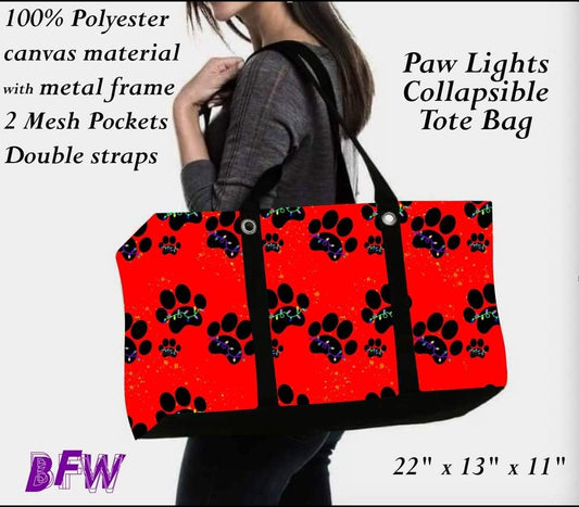 Paw Lights large utility tote and 2 inside mesh pockets