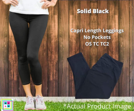 Black Capri Leggings w/ No Pockets